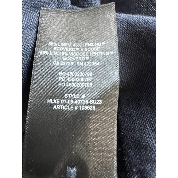 Babaton Aritzia Navy Linen blend Belted midi Shirt Dress pockets M fits L/ XL - Picture 6 of 9